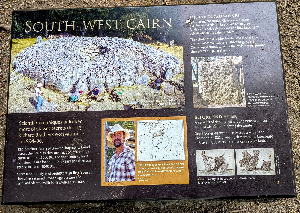 Information about the southwest cairn at Clava Cairns