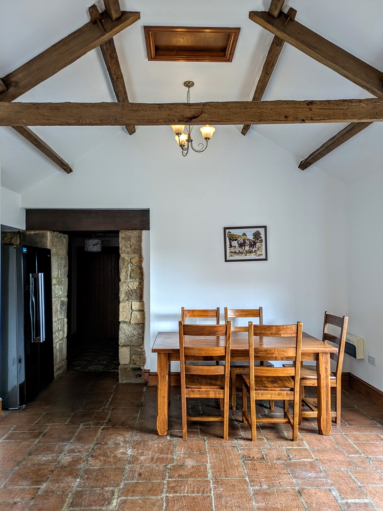 Our dining table and fridge-freezer