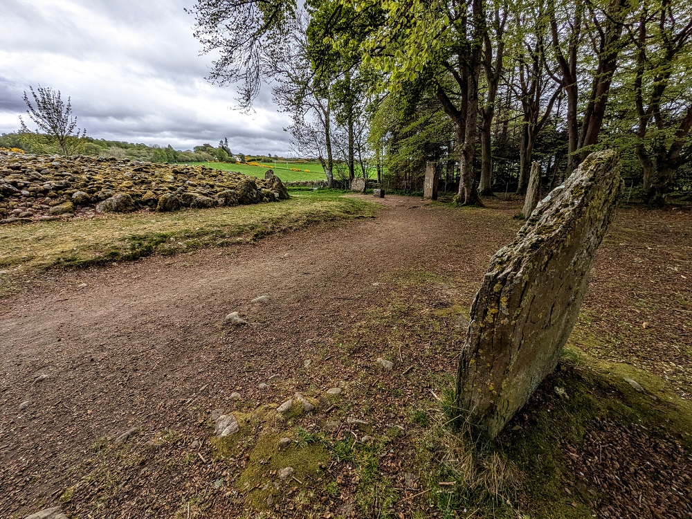 Stone circle next to one of the Clava Cairns