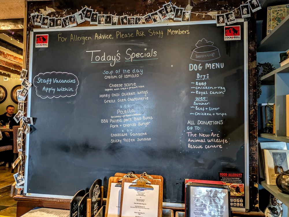 The Cock & Bull in Aberdeen - Specials & dog menu