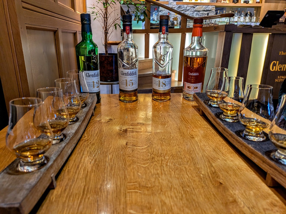 The Pioneering Range whisky flight at Glenfiddich Distillery
