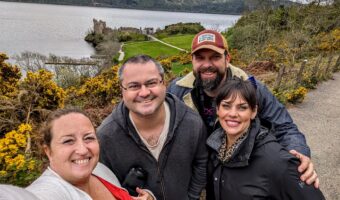 The four of us above Urquhart Castle in Scotland