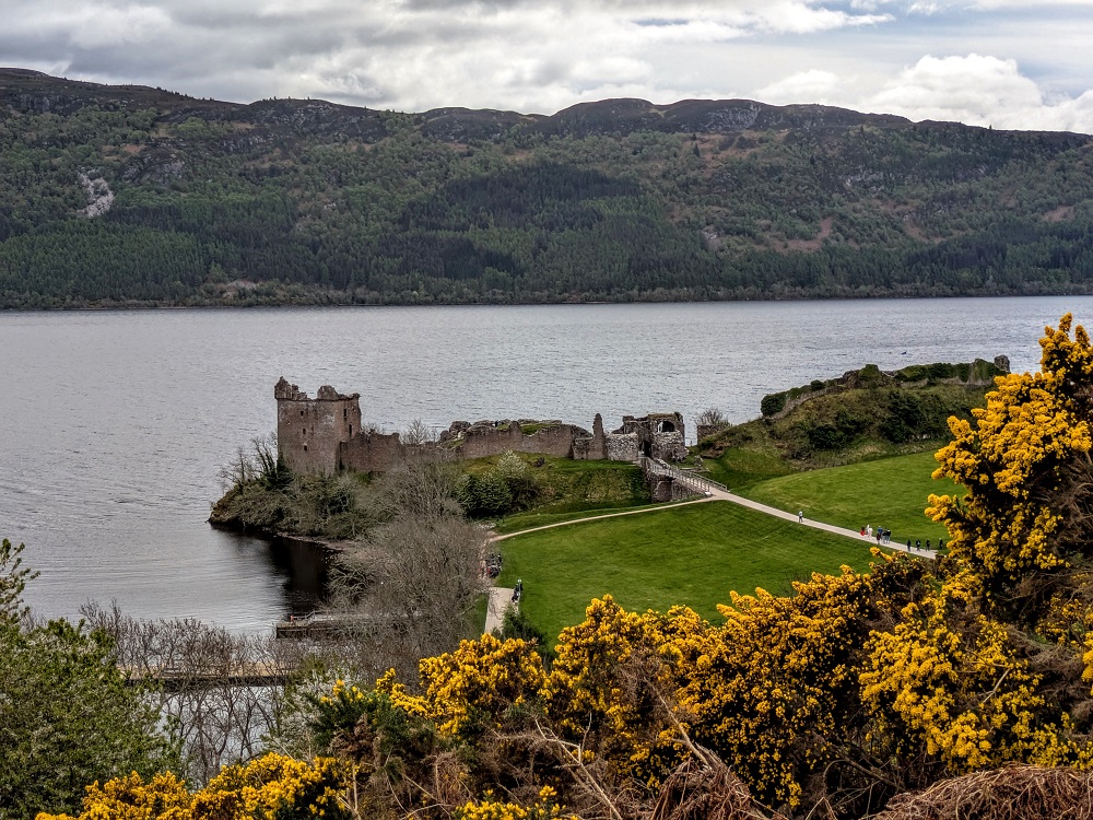Urquhart Castle in Scotland on the banks of Loch Ness