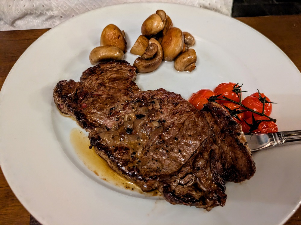 10oz sirloin steak with tomatoes and mushrooms at Old Kings Arms Hotel & Bar