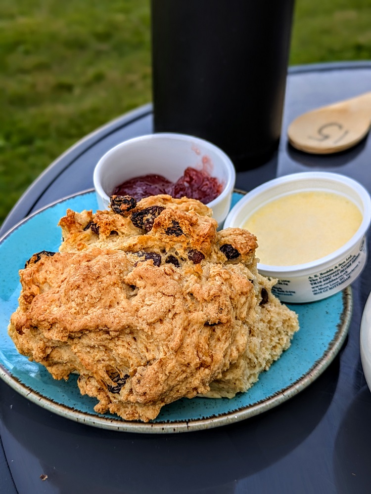 Fruit scone at the Stackpole Walled Gardens tea shop