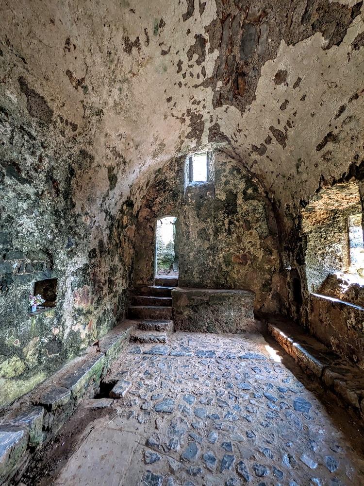 Inside St Govan's Chapel in Wales
