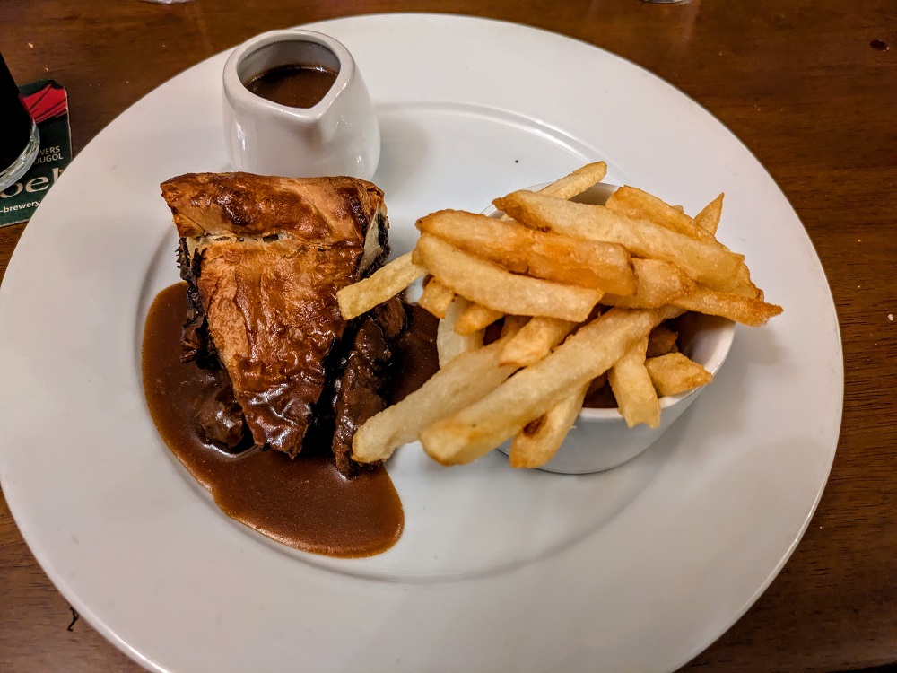 Steak & Welsh ale pie with double dragon gravy at Old Kings Arms Hotel & Bar