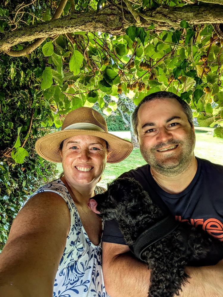 The three of us at the entrance of the secret garden at Stackpole Walled Garden
