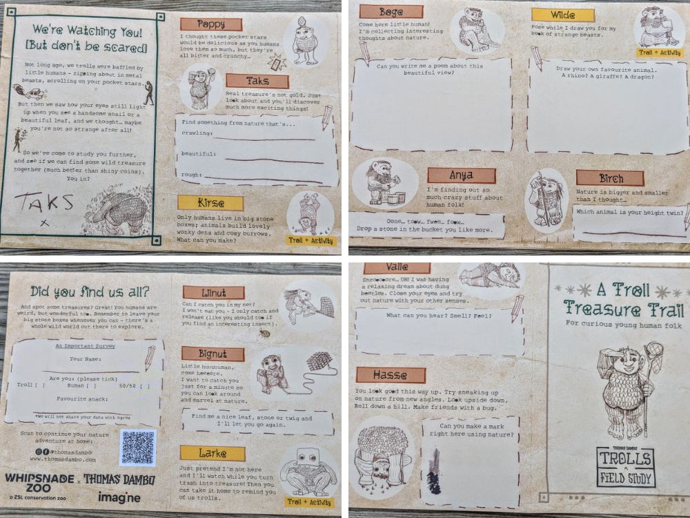 Thomas Dambo Trolls A Field Study booklet for Whipsnade Zoo