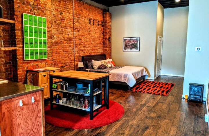 Bedroom of our Airbnb in Louisville, KY